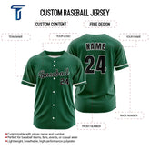 Custom White Green Button Down Classic Baseball Jersey